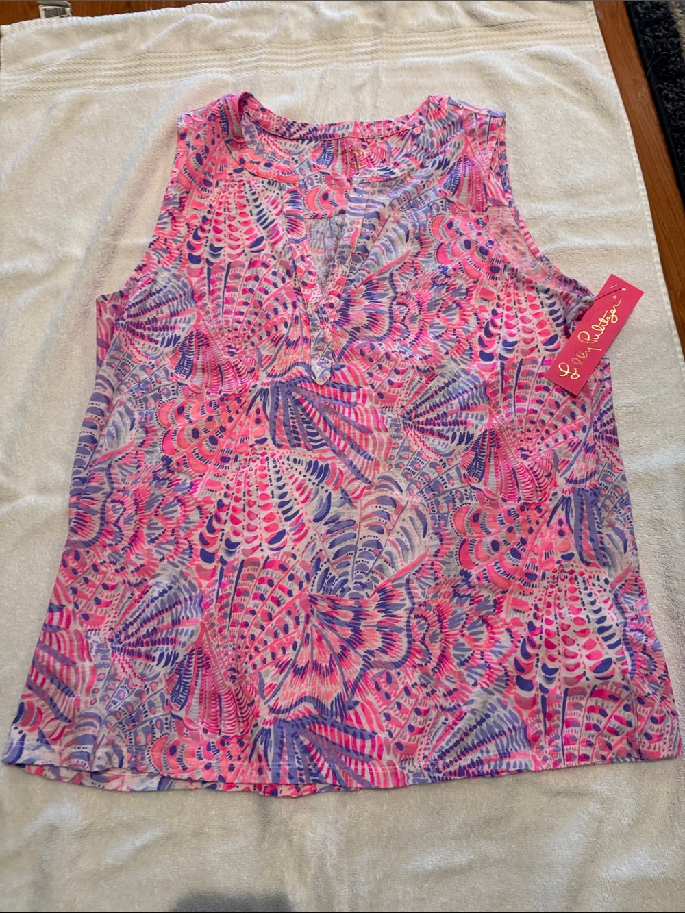 Lilly Pulitzer Pink & Purple Patterned Sleeveless V-Neck Tank